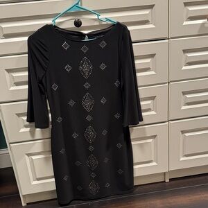 Elegant Black Dress with Silver and Gold Accents